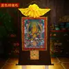 Thangka Amarillo del Dios de la Riqueza Algodón Nepalí Montado Cielo Salón de Budas de Xizang Cinco Pinturas Colgantes Decorativas de Estatuas de Budas del Dios de la Riqueza