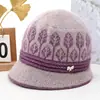 Sombreros para mujeres de mediana edad y mayores, otoño e invierno, para madres, forrados de polar, cálidos, sombreros de lana tejidos, para señoras mayores, de pelo de conejo, de ala ancha, sombreros de algodón