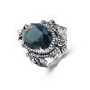 Anillo de Joyería Deseo de Venta Caliente Forma de Huevo de Ganso Bandeja Azul Mar Piedra Anillo para Mujer Europeo y Americano Vintage 925 Chapado en Plata Yintai