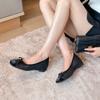 796-11 Flats Pequeños para Aumentar la Altura Punta Cuadrada Lazo Malla Plateada Transparente Zapatos de Mujer Casual Ropa de Trabajo Zapatos