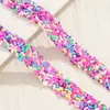 Respaldo Adhesivo Termofusible de Doble Cara, Tiras de Diamantes Mixtos Cilíndricos de Resina Colorida, Tiras de Diamantes de 1.5cm de Ancho, Pegatinas de Cristal para Zapatos y Bolsos