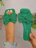 Pantuflas Transparente de Talla Grande con Lazo para Mujer 2026 Nuevo Estilo Coreano con Una Tira, Punta Cuadrada, Tacón Metálico Grueso