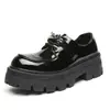 Sapatos Mocassins de Cabeça Grande e Sola Grossa para Aumento de Altura Sapatos Derby com Fivela de Metal Marca da Moda Celebridade da Internet Brilhantes Sapatos Casuais de Negócios