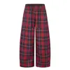 Pantalones a cuadros de estilo americano para hombre, marca de tendencia vibe, pantalones casuales versátiles de estilo japonés, holgados, de pierna ancha, con cintura elástica