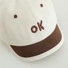 Nuevo Sombrero de Comercio Exterior Lindo Sombrero Hip-Hop para Bebé Gorra de Béisbol de Ala Corta con Letra Ok Gorra con Visera para Niños Primavera y Otoño