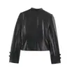 Comercio Exterior 2026 Otoño Nueva Moda Femenina Europea y Americana Elegante Chaqueta de Cuero con Cuello Alto y Hebilla de Nudo 5479243