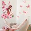 M11053 Hada Mariposa Rosa Mariposa Floral Pegatina de Pared Creativa Habitación Infantil Dormitorio Fondo Pegatina de Pared Decorativa