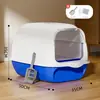 Bandeja sanitaria para gatos transfronteriza, extragrande, totalmente cerrada, inodoro para gatos de plástico anti-derrames, bandeja sanitaria plegable para gatos, venta al por mayor desde el fabricante