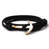 Nueva Pulsera de Moda Náutica de Ancla Dorada Tejida a Mano de Nylon Multicapa para Hombre y Mujer, Joyería Náutica