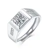 Anillo de Moissanita para Hombre Plata de Ley S925 Chapado en Platino No se Desvanece en Stock Anillo al por Mayor Lujo Ligero de Gama Alta