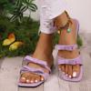Chinelo Rasteirinha Bico Quadrado Cor Sólida Feminino Verão Uso Externo Novo Estilo Coreano Estilo Fada Francês Laço Sapatos de Praia Beira-Mar