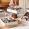 Caja para Pastel Joy de Cuatro Piezas de Redes Sociales Caja de Empaque para Postres Empaque Desechable Crema Pequeño de Cuatro Compartimentos Horneado Casero