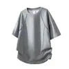Camiseta Masculina de Manga Curta com Rebites Verão Fina Streetwear Americano Gola Redonda Meia Manga Solta Modeladora Tamanho Grande Top