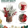 Árbol de Navidad de Escritorio Amazon 2025 Decoraciones Navideñas DIY Adornos de Árbol en Barril de Corteza de Pino Simulada En Stock