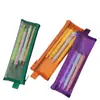 Estuche retro color transparente malla transparente estuche pequeño tamaño pequeño doble capa malla estilo nicho bolsa de papelería cremallera portátil bolsa para exámenes
