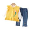 Traje de niña primavera y otoño estilo occidental 2023 nueva ropa de moda infantil bebé primavera conjunto de flores tridimensionales de tres piezas
