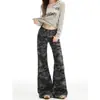 Comercio transfronterizo Pantalones tipo mopa Pantalones de tiro bajo Ligeramente acampanados Jeans Primavera americana Sueltos Adelgazantes Chica popular Camuflaje 2026 Nuevo