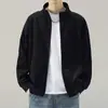 Jaqueta gola alta estilo americano, coleção de outono masculina, exala uma vibe sofisticada e relaxada, moletom cardigã cinza, roupa externa casual