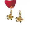 Joyería Transfronteriza Europea y Americana Diseño de Textura Plegada Pendientes de Flor Pendientes Pendientes de Flor de Cinco Pétalos de Doble Capa