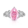 Anillo de Flor de Hielo de Piedra Preciosa de Colores de Moda en Tiktok con Lazo para Mujer con Diamante de Alto Carbono Brillante Incrustado Anillo en Forma de Pera para Transmisión en Vivo