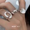 Anillo Popular Nuevo de Hoja Irregular Estilo Coreano para Mujer, Moda Retro, Diseño Simple con Borde Elevado, Anillo Abierto Geométrico en Forma de Corazón para Dedo Índice