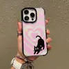 Funda Blanda Transparente Gato Negro Corazón Rayado Manzana para iPhone 16 Pro Max Funda de Teléfono de Dibujos Animados Linda En Stock Venta al Por Mayor