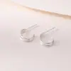 Aretes de Plata de Ley S925 Chapados en Oro Lisos con Forma de C Doble Capa Tendencia Personalizados de Alta Gama Suministro Transfronterizo