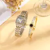 Dropshipping Transfronteiriço de Relógios de Pulso Quadrados com Mostrador Cravejado de Diamantes Estilo Cartier Moda Quartzo Feminino Fornecimento Atacadista de Relógios Cartier