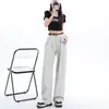 Jeans de Cintura Alta para Mujer Mujer 2026 Otoño Estilo Coreano Sueltos Adelgazantes Azul Oscuro Plisados de Pierna Ancha hasta el Suelo Dropshipping