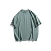 Vestido de verano sureño 2024, nuevo estilo japonés, color liso, básico, cuello redondo, manga corta, camiseta informal de algodón para hombre