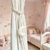 Abrazaderas de Cortina de Peluche Esponjoso de Estrella y Luna con Cuerdas de Perlas para Decoración de Habitación Infantil y Almacenamiento de Mosquiteros