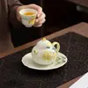 Bandeja de Chá de Cerâmica Osmanthus Pintada à Mão para Conjunto de Chá Gongfu, Suporte para Bule, Plataforma de Infusão Seca, Cor Sob Esmalte, Bandeja de Chá para Cerimônia de Chá Doméstica