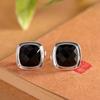 Pendientes Sencillos y Elegantes con Incrustación de Plata S925 y Ágata Negra Facetada, Pendientes Versátiles y Elegantes para Mujer