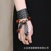 Bufanda de Seda de Moda Vintage con Estilo de Nicho, Accesorio de Pulsera, Cinta de Bufanda para Cuello Ajustable con Cuentas de Lujo Ligero de Moda
