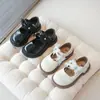 Zapatos Mary Jane de Cuero para Niñas, Zapatos de Princesa de Suela Blanda para Primavera y Otoño, Zapatos Blancos y Negros con Lazo para Actuaciones Escolares Infantiles