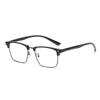 Gafas Cuadradas Transparentes Grises Geniales y Elegantes para Hombre con Montura Negra, Luz Azul Anti-Reflejo, Opciones de Graduación, Gafas Retro de Media Montura Sin Graduación