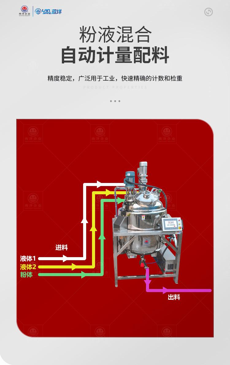 南洋反应釜——自动称重，粉液配料新加
