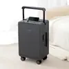 Maleta de viagem com abertura frontal e haste retrátil larga, rodas universais silenciosas, 26 polegadas, caixa de transporte, cadeado com código aduaneiro, caixa de bagagem