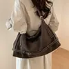 Bolsa Grande de Grande Capacidade Retrô Tendência para Mulheres 2025 Nova Bolsa de Ombro para o Trabalho Casual Relaxada Bolsa Tote Grande Fosca