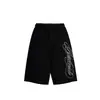 G01 Estilo Retro Americano Unissex Algodão de Ar 360 Bordado Design de Fonte Calça Jogger Casual Cropped Solta Masculina