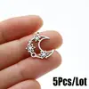 5 Piezas/Paquete Accesorios para Joyería DIY con Patrón de Luna Acero Inoxidable Flor Pulida Geométrico Colgantes Simples en Stock
