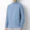 Camiseta Pura de Manga Larga para Hombre 2023 Nuevo Otoño Trbottomyy Cuello Alto Medio Camisa para Capas Color Puro Cuello Medio Ropa de Otoño