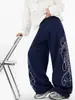 Calça de moletom bordada da moda, corte solto para homens, nova coleção 2026, estilo de rua americano, hip-hop, solta e casual, calça atlética comprida para homens
