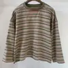 Nueva Camiseta de Algodón para Mujer Verano 2026 Cuello Redondo Estilo Japonés Top Pullover Holgado con Mangas Largas Artísticas a Cuadros
