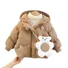 Jaqueta Acolchoada de Algodão para Meninas, Roupa de Inverno da Moda, Novo Modelo Estilo Coreano, Roupa Externa Infantil, Casaco de Algodão Espessado e Forrado com Lã para Meninas Jovens