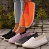 2026 Zapatos Planos de Punto con Punta Redonda, Slip-On Cómodos para Primavera/Otoño, Nuevo Estilo Europeo y Americano, Tallas Grandes para Mujer