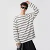 Sudadera con capucha de manga larga a rayas de bloques de color versátil, retro americano adelgazante para hombre, Otoño y Primavera, Camisa Base Suelta de Marca de Moda