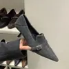 Zapatos de Felpa con Puntera Afilada, Tacones Altos Estilo Francés, Zapatos de Algodón Cálidos Grises, Zapatos Negros de Invierno para Fiesta