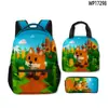 Mochila, Lonchera y Estuche de Lápices de Juego Nuevo Transfronterizo 3D, Set de Tres Piezas