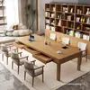 Nuevo Escritorio Grande de Madera Maciza y Mesa de Comedor con Cajones, Mesa de Té Integrada, Escritorio para Estudio y Trabajo en Casa, Mesa Larga